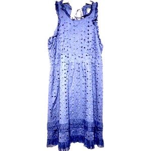 J. Crew Eyelet Ruffled Tiered Hem Navy Midi Dress 14